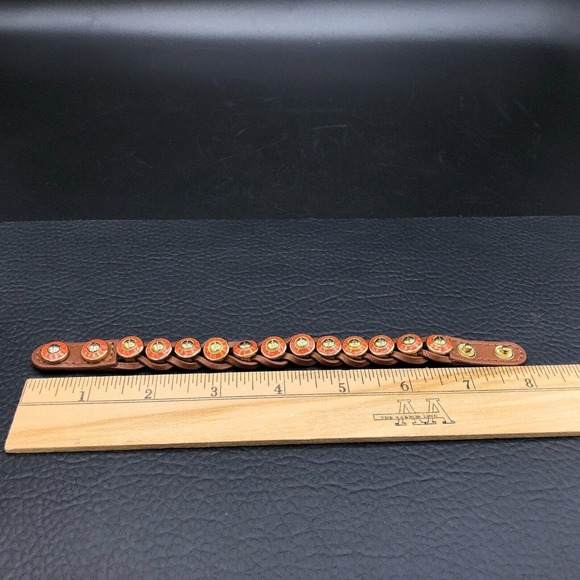 Henri Bendel Orange Rivet Wrap Bracelet Gold Tone Hobnails Soft Braided Leather - Picture 8 of 9